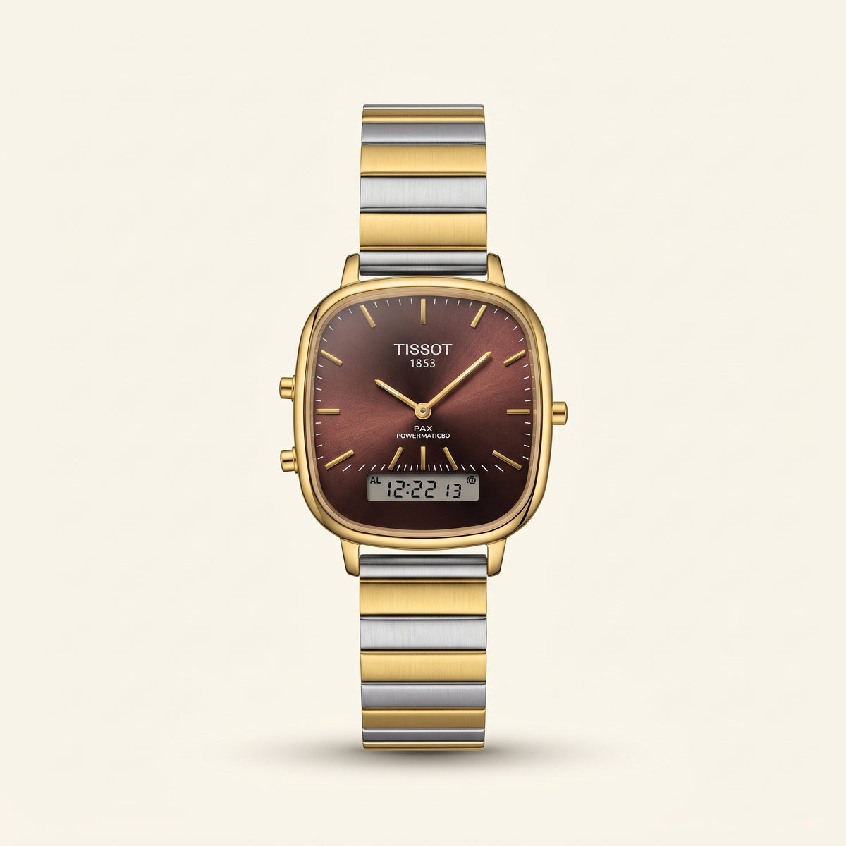 PRX Style Ana-Digi Men Watch Navy Blue Dial Digital Display Two-Tone Steel Bracelet Dual Time Luxury Inspired Watch