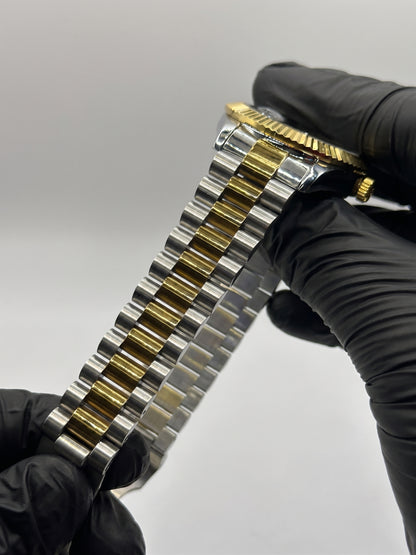 Datejust  two-tone gold and silver black dial with diamond-style hour markers