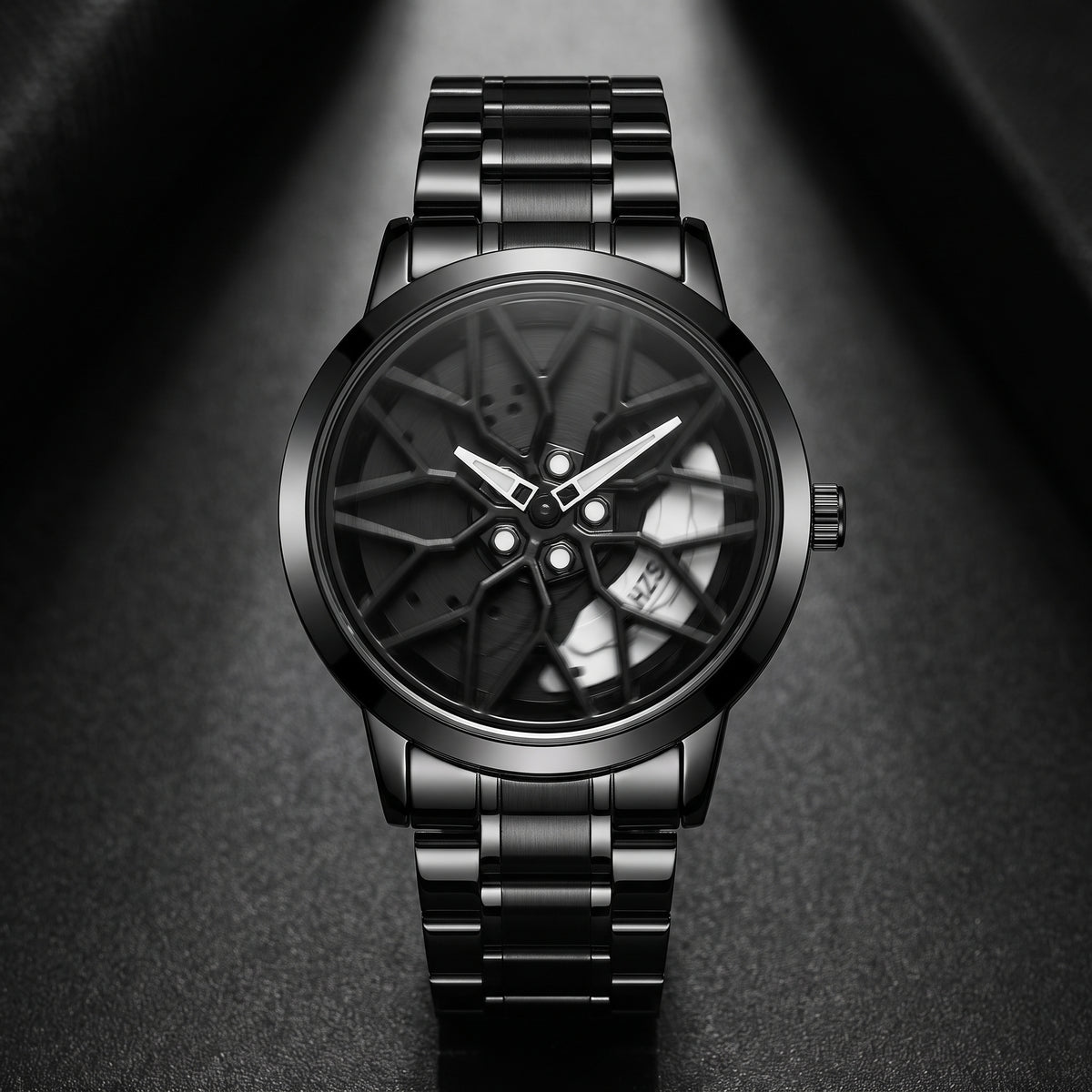 Spinning Car Wheel Watch – 3D Rim & Brake Caliper Men's Motorsport Watch