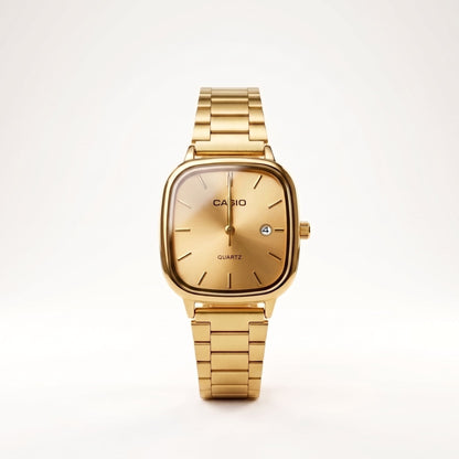 Most Trending Square Shape Men's Gold Watch | Retro Cushion Case Analog with Date Display