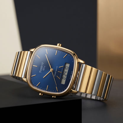 PRX Style Ana-Digi Men Watch Navy Blue Dial Digital Display Two-Tone Steel Bracelet Dual Time Luxury Inspired Watch
