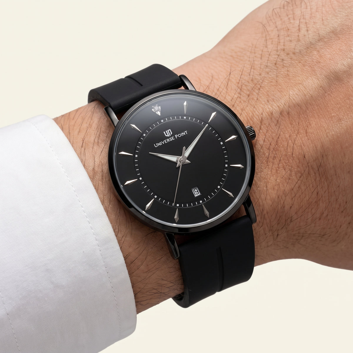Trizo Universe Point Slim Black Watch – Minimalist Dial & Magnetic Silicone Strap