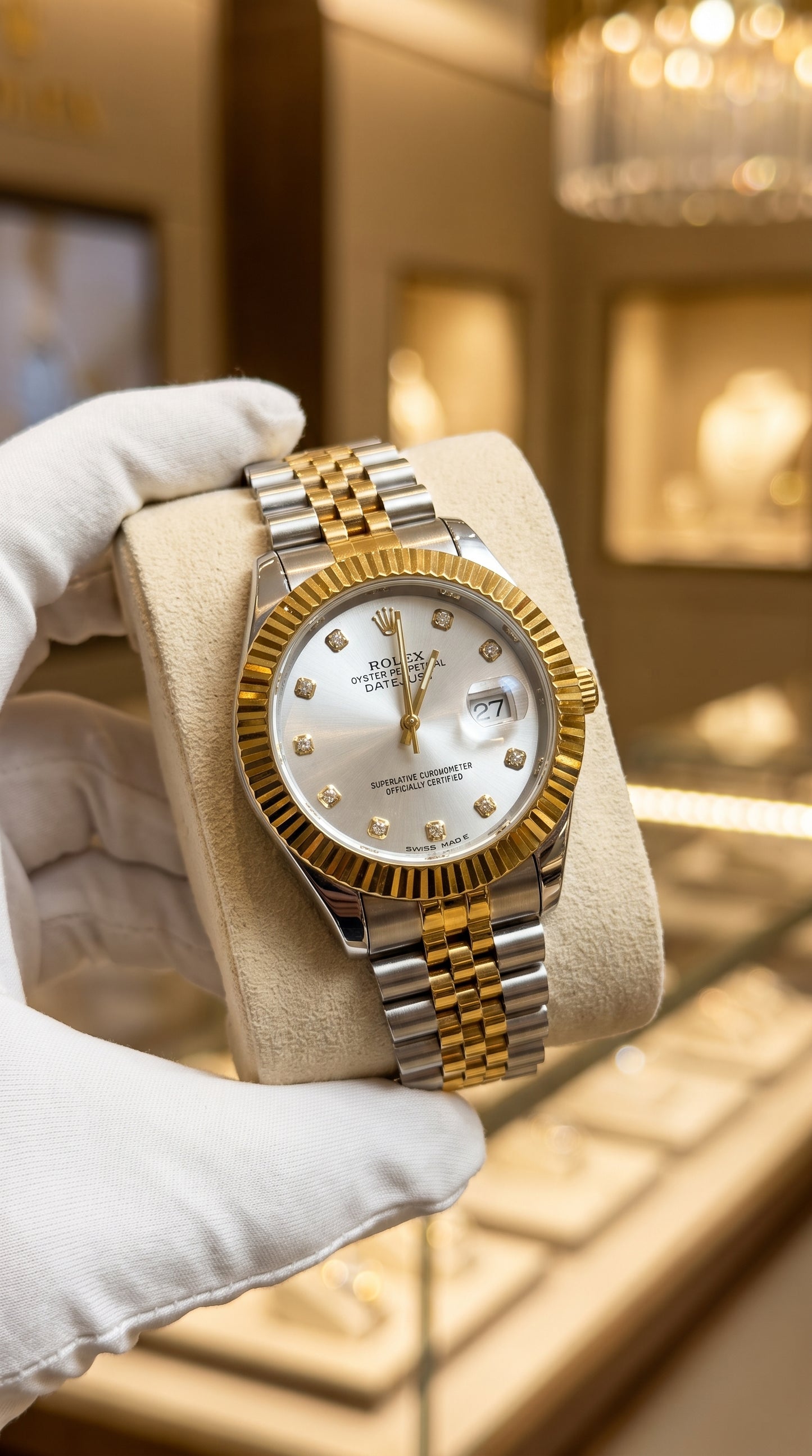 Datejust Two-Tone Yellow Rolesor Dial with Diamond-Style Hour Markers