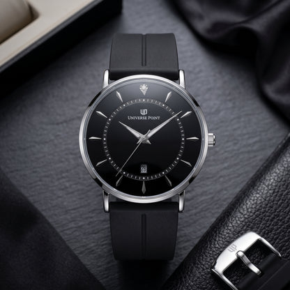 Trizo Universe Point Slim Black Watch – Minimalist Dial & Magnetic Silicone Strap